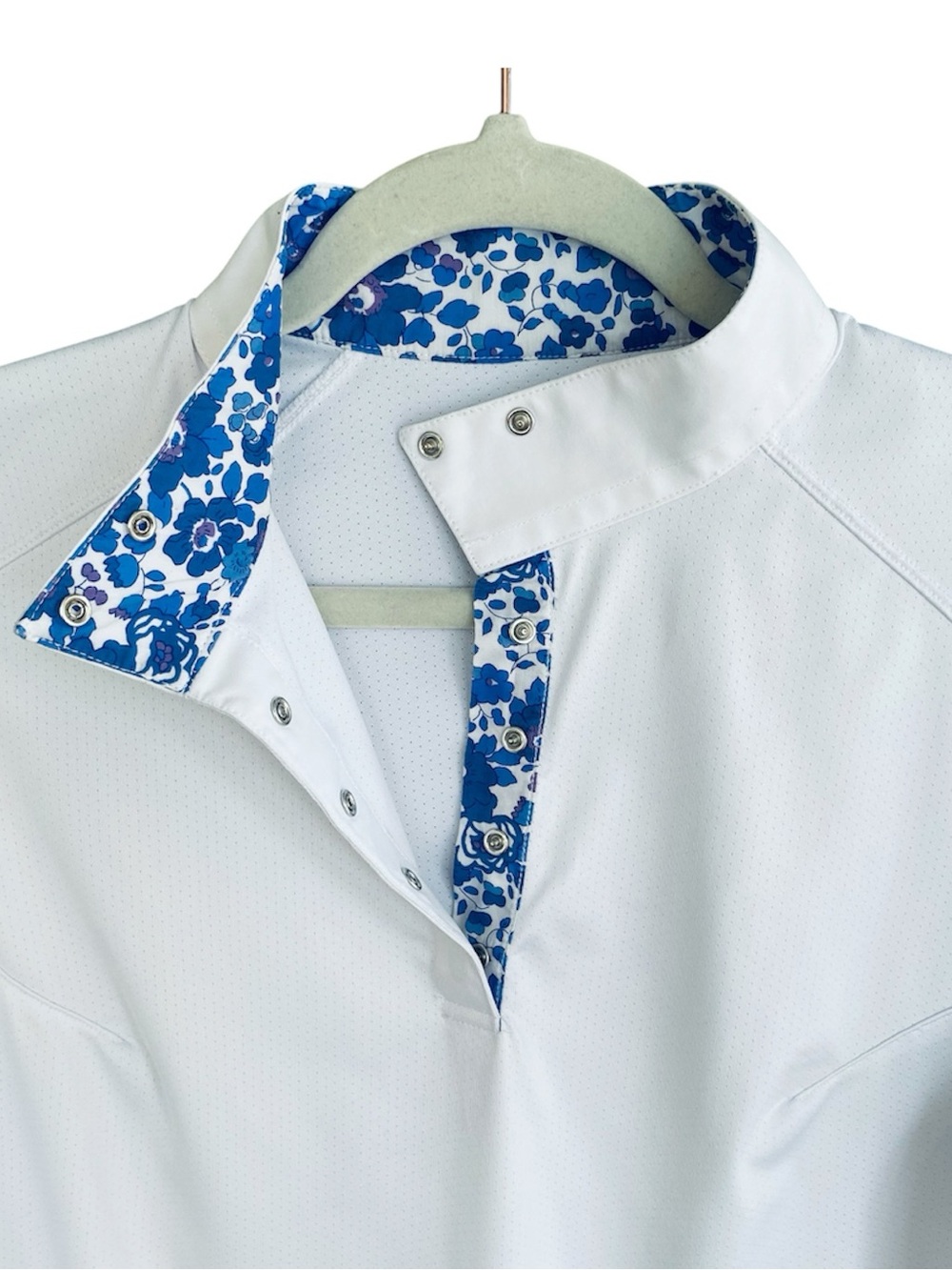 COOLBLAST Show Shirt by Dover Saddlery Lightweight Long Sleeve White Blue L - Picture 3 of 11